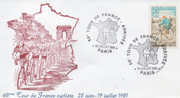 Enveloppe Premier Jour TOUR DE FRANCE 1981 19 Juillet Paris. - Radsport