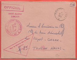 AFARS ET ISSAS LETTRE EN FRANCHISE DE 1970 DE DJIBOUTI POUR TOULON FRANCE - Briefe U. Dokumente