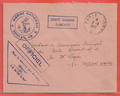 AFARS ET ISSAS LETTRE EN FRANCHISE DE 1970 DE DJIBOUTI POUR TOULON FRANCE - Cartas & Documentos
