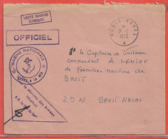 AFARS ET ISSAS LETTRE EN FRANCHISE DE 1972 DE DJIBOUTI POUR BREST FRANCE - Brieven En Documenten