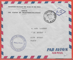 AFARS ET ISSAS LETTRE EN FRANCHISE DE 1973 DE DJIBOUTI POUR ETRECHY FRANCE - Briefe U. Dokumente