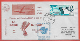 AFARS ET ISSAS LETTRE PREMIER VOL DE 1975 DU CAIRE POUR DJIBOUTI - Briefe U. Dokumente