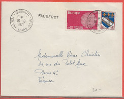 AFARS ET ISSAS LETTRE PAQUEBOT DE 1971 DE DJIBOUTI POUR PARIS FRANCE - Cartas & Documentos