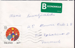 Iceland B ECONOMIQUE Label Hafnarfjörður 1993 'Petite' Cover Brief Denmark Christmas Weihnchten Jul Noel Natale Navidad - Lettres & Documents