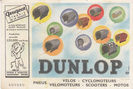 BUVARD & BLOTTER - Pneus DUNLOP - VÉLOS, CYCLOMOTEURS, SCOOTERS, MOTOS - Tampon Peugeot - Beaulieu Valentigney (Doubs) - Non Classés