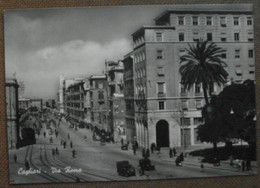 CAGLIARI - VIA ROMA -   1955     AUTO EPOCA- ANIMATA  -  BELLA- - Cagliari