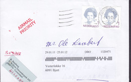 Netherlands Air Mail PRIORITY Veenendaal NIEUWEGEN 2011 'Petite' Cover Brief KOLDING REadressed BJERT Denmark 2x Beatrix - Cartas & Documentos