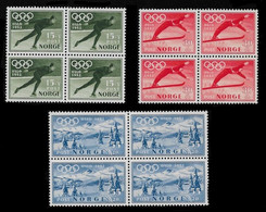 1951 NORWAY - OLYMPIC WINTER GAMES - FULL SET IN BLOCKS OF 4 - MNH - Mi.Nr. 372-374 (**). VF - Nuevos