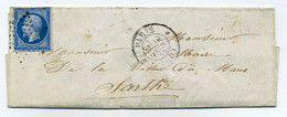 YT N°14h Variété POSTEF Sur Lettre De PARIS / Cachet Ref 1353+Etoile Pleine / 1859 - 1849-1876: Classic Period