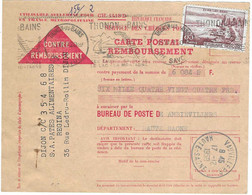 1959 / Carte Remboursement Pâtes Alimentaires REGINA / 21 Dijon / Flamme Thonon Les Bains "Lac, Montagne,plage"/ 74 - Autres & Non Classés