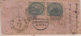 India 1893  QV  1/2A X 2 Stamps On  Cover  KOTTAIYUR / MADURA  To Negapatam  #  31708 D  Inde  Indien - Altri & Non Classificati