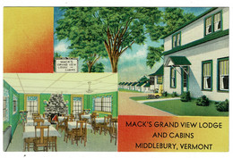 Ref 1475 - Early USA Postcard - Mack's Grand View Lodge & Cabins - Middlebury Vermont - Other & Unclassified