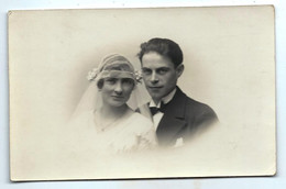 Carte Photo Ancienne - Un Couple De Mariés - Photo E. LE GRAND Quimper - Genealogie