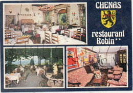 Chénas (69) : 3  Vues Avec Blason Du Restaurant Robin En 1980 GF. - Chenas