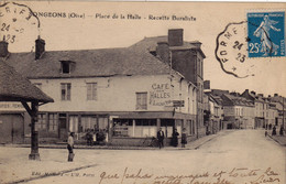 60,0ISE,SONGEONS,1923,TIMBRE,TAMPON,RARE,CAFE DES HALLES,VUE ANIMEE - Songeons