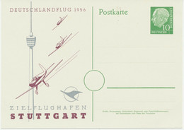 BUNDESREPUBLIK 1956 Heuß 10Pf Ungebr. Privat-GA DEUTSCHLANDFLUG 1956 STUTTGART - Privatpostkarten - Ungebraucht