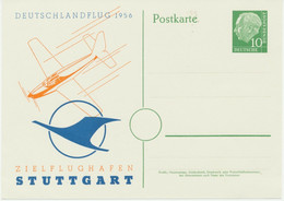 BUNDESREPUBLIK 1956 Heuß 10Pf Ungebr. Privat-GA DEUTSCHLANDFLUG 1956 STUTTGART - Privé Postkaarten - Ongebruikt