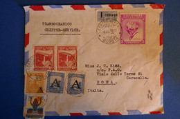 L7 COLOMBIA BELLE LETTRE RARE  1951 PAR CLIPPER  BOGOTA  POUR ROMA ITALIE+VIGNETTE + PAIRES DE T.P +AFFRANCH INTERESSANT - Colombia