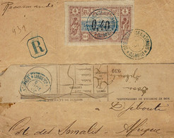 1899- Enveloppe RECC. Locale De Djibouti Pour Djibouti Affr. N° 22  SEUL  + Reçu De Recommandé - Briefe U. Dokumente