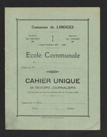 Couverture De Cahier Scolaire.   Ecole Communale De Limoges.   Années 30. - Protège-cahiers