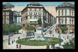 Genova Piazza Corvetto Tramway Croce Rossa Italiana Comitato Di Distretto Chiavari Animato - Genova (Genua)