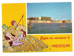 CP Marseillan-Plage - Pin-up En Maillot De Bain Seins Nus - Marseillan