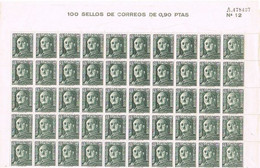 [A0166] España 1949; Pliego Francisco Franco 90c. (MNH) - Full Sheets