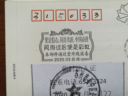 Mail Disinfected By Ultraviolet,CN 20 Suzhou Fight COVID-19 Pandemic Novel Coronavirus Pneumonia Propaganda PMK On PSL - Disease