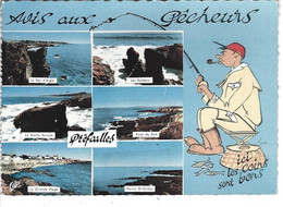 44 - PREFAILLES - T.Belle Carte Fantaisie Humoristique Multi Vues " Avis Aux Pêcheurs  , Ici Les Coins Sont Bons " - Préfailles