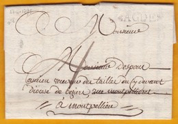 1791 - Marque Postale AGDE, Hérault Sur Lettre Avec Correspondance De 2 P. Vers Montpellier, Hérault - Règne Louis XVI - 1701-1800: Précurseurs XVIII