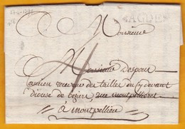 1791 - Marque Postale AGDE, Hérault Sur Lettre Avec Correspondance De 2 P. Vers Montpellier, Hérault - Règne Louis XVI - 1701-1800: Voorlopers XVIII