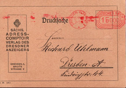 ! 1923 Drucksache Dresden, Meter Cancel, Freistempel, Freistempler, Deutsches Reich, Inflation - Briefe U. Dokumente