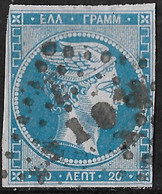 GREECE 1871-72 Large Hermes Head Inferior Paper Issue 20 L Sky Blue Vl. 48 / H 35 A - Gebraucht