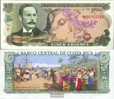 Costa Rica Pick-number: 236d (1989) Uncirculated 1989 5 Colones Orchids - Costa Rica