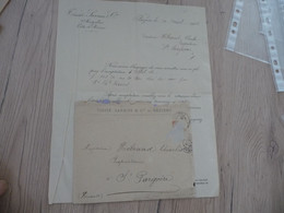 Facture Lettre à En Tête + Enveloppe Tissié Sarrus Béziers Cette Sète Montpellier 1906 Hérault - Artesanos