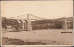 Menai Bridge & Bathing Beach, Anglesey, 1928 - Photochrom Postcard - Anglesey