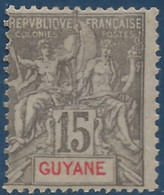 France Colonies Guyane N° 45* 15c Gris Tres Frais TTB - Neufs