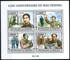 BL620**(2574/2577) - 120è Anniversaire / 120e Verjaardag / 120. Jahrestag / 120th Anniversary - Mao Zedong - BURUNDI - Mao Tse-Tung