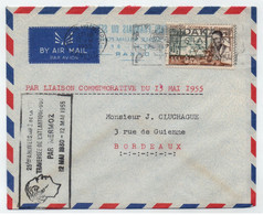 MERMOZ - DAKAR - SENEGAL - AOF / 1955 LETTRE AVION POUR BORDEAUX (ref 3454a) - Covers & Documents