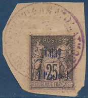 France Colonies Vathy Sur Fragment N° 7 Oblitéré Grand Cachet Violet (illisible) Mais Pas Conventionel ?? Des Infos ? - Used Stamps