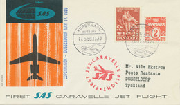 DENMARK 1959 First Flight SAS First Caravelle Jet Flight COPENHAGEN - DÜSSELDORF - Luchtpostzegels