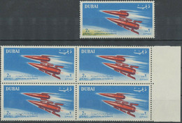 DUBAI 1964 Spacecraft In Group Flight 2R VF U/M Block Of 4 VARIETY MISSING COLOR - Dubai