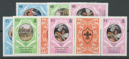 DOMINICA 1981 ROYAL WEDDING DIANA & CHARLES U/M Set + GUTTERPAIR-set + MS - Dominica (1978-...)