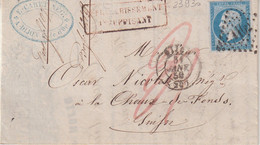 FRANCE : 20 C . TYPE EMPIRE . TAXEE EN SUISSE . " AFFRANCHISSEMENT INSUFFISANT " . 1859 . - 1859-1959 Lettres & Documents