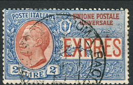 Regno, Espresso N. 13, L. 2 Azzurro E Rosso Usato Cat. € 220 Perfette Condizioni, Firmato A. Diena - Poste Exprèsse