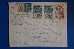 L9 MADAGASCAR BELLE LETTRE 1959  PAR AVION TANANARIVE POUR DETROIT USA+ PAIRE DE T.P + AFFRANCH. PLAISANT - Covers & Documents