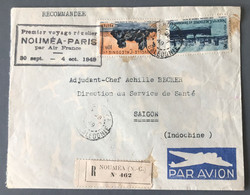 Nouvelle Calédonie - 1er Voyage Régulier NOUMEA-PARIS (Air France) 28.9.1949 - (B3576) - Covers & Documents