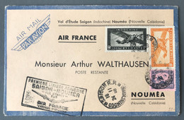 Indochine Enveloppe 1er Liaison Aérienne SAIGON-NOUMEA, Via Sydney, Voyage D'étude 24.11.1948 - (B3583) - Brieven En Documenten