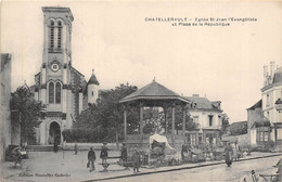 86-CHATELLERAULT-EGLISE ST-JEAN D'EVANGELISTE ET PLACE DE LA REPUBLIQUE - Chatellerault