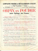 DOCUMENTATION.43.HAUTE LOIRE.AUZON.COMPAGNIE MINIERE & METALLURGIQUE.ORPIN EN POUDRE POUR EPILAGE DES PEAUX. - Non Classés